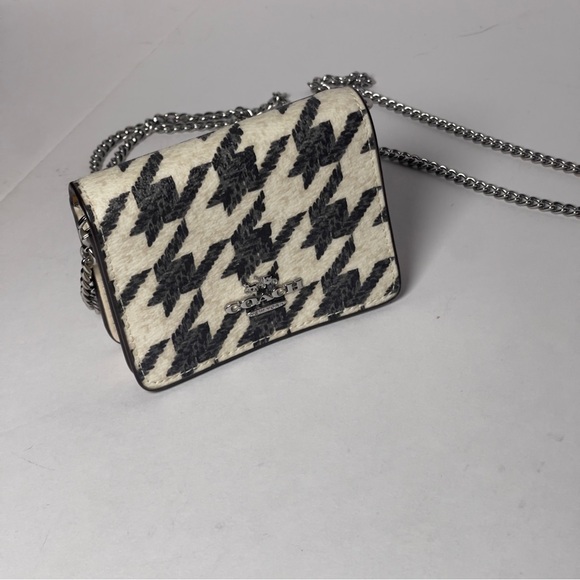 Coach Mini Wallet On A Chain with Houndstooth Print - Picture 3 of 7